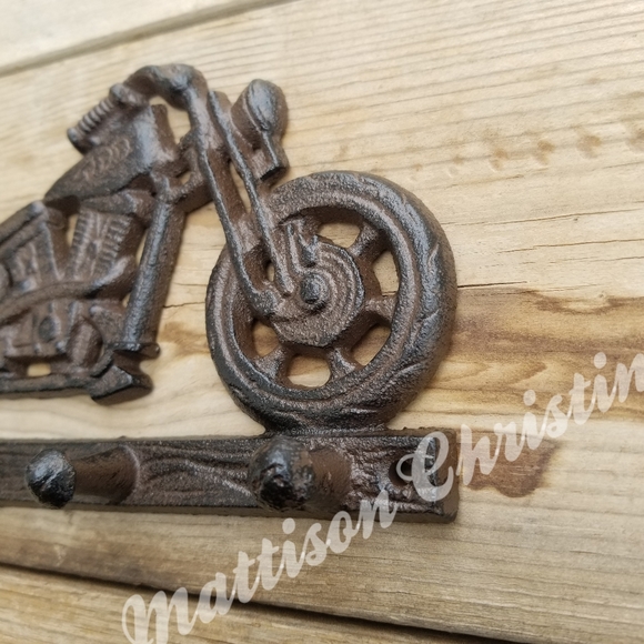 Cast Iron Motorcycle Key Hook Rack - Picture 3 of 3